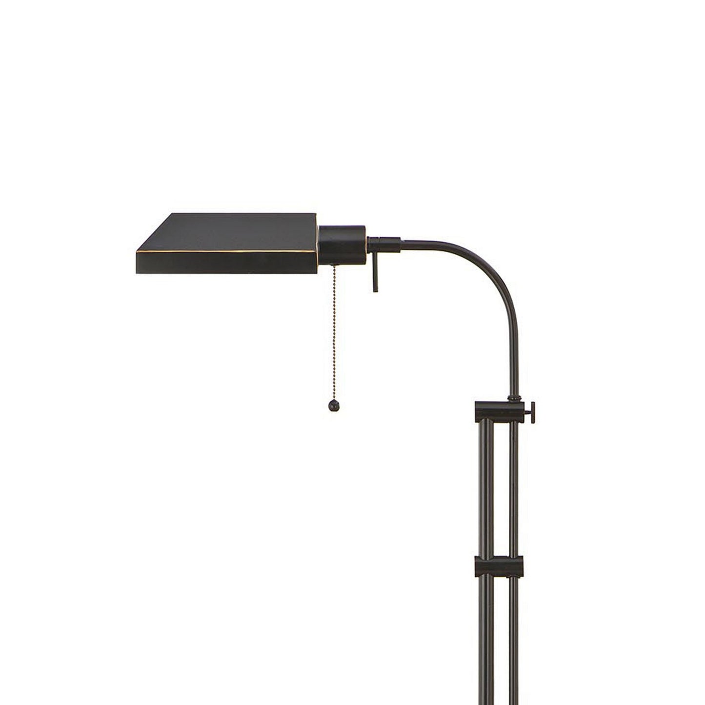 Metal Rectangular Floor Lamp With Adjustable Pole Black