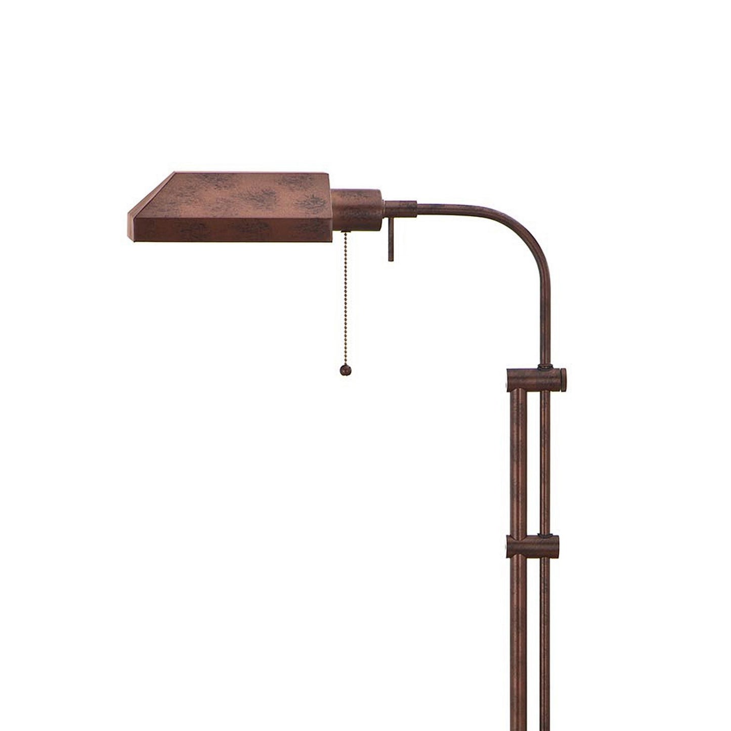 Metal Rectangular Floor Lamp With Adjustable Pole Bronze