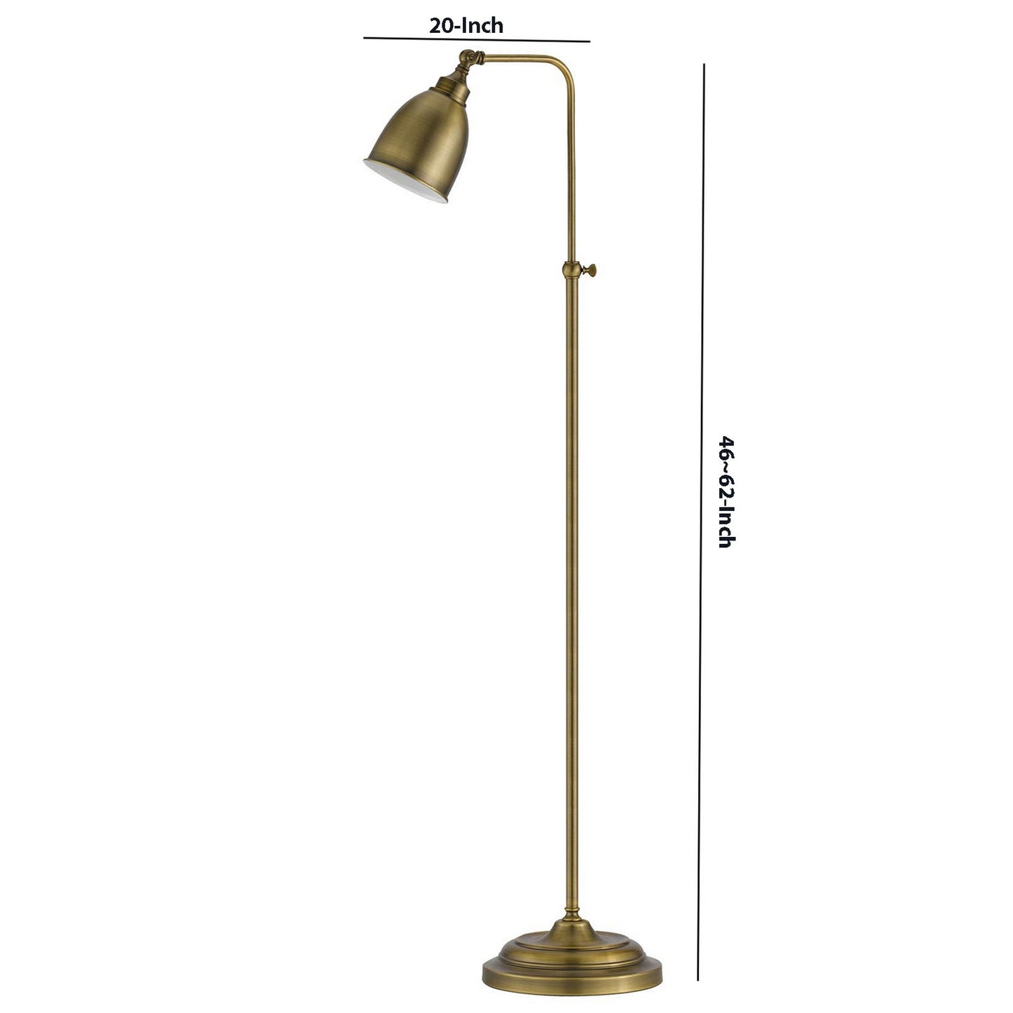 Metal Round 62" Floor Lamp With Adjustable Pole Antique Bronze