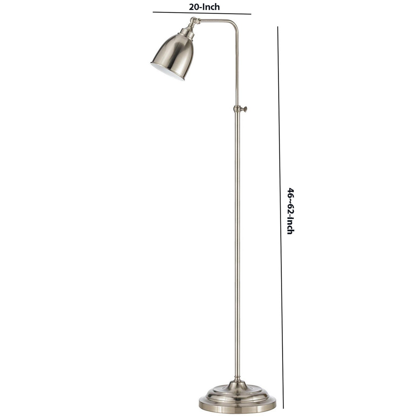 Metal Round 62" Floor Lamp With Adjustable Pole Silver