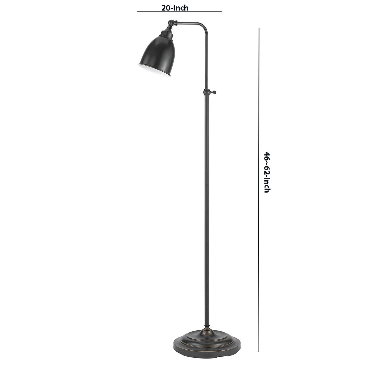 Metal Round 62" Floor Lamp With Adjustable Pole Dark Bronze