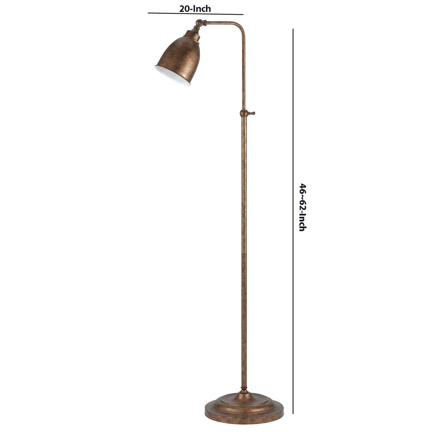 Metal Round 62" Floor Lamp With Adjustable Pole Bronze