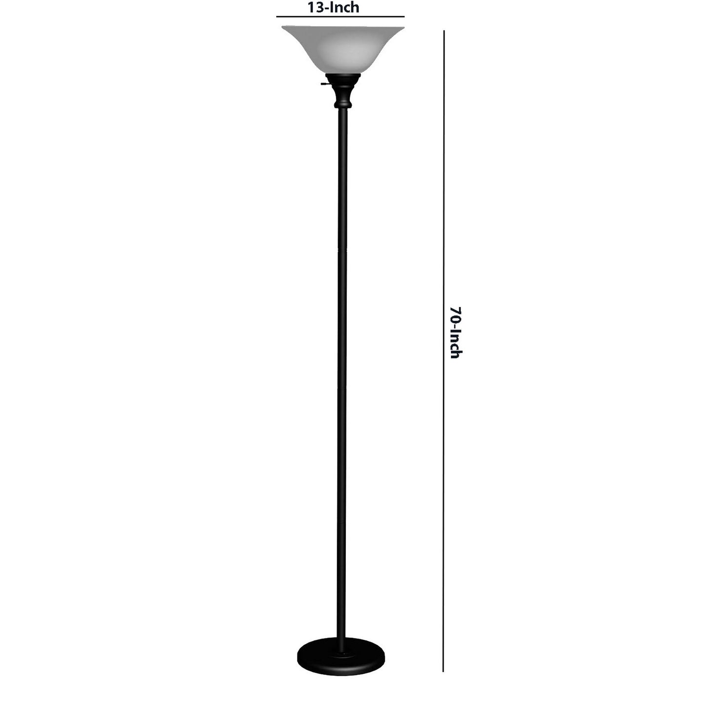 70 Inch Metal 3 Way Torchiere Floor Lamp Frosted Glass Black And White