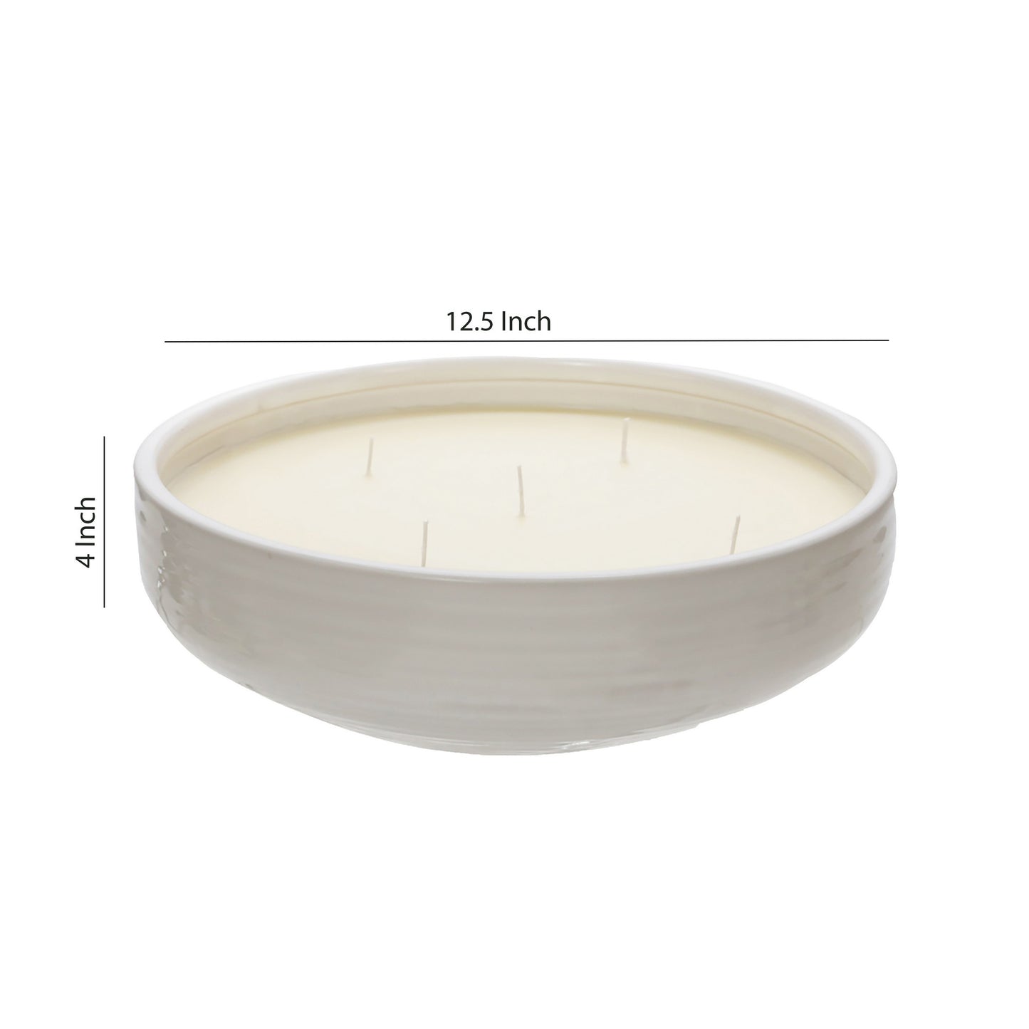 12.5 Inch Scented Candle Ceramic Bowl With 5 Wicks White