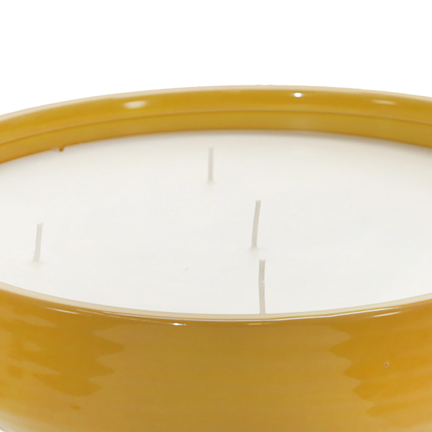 12.5 Inch Scented Candle Ceramic Bowl With 5 Wicks Yellow