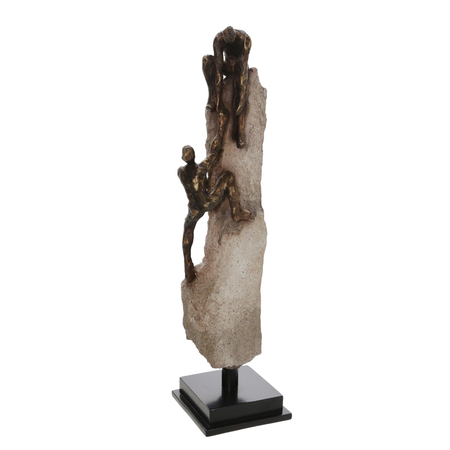 23 Inch Polyresin Human Rock Climbing Accent Decor Gray And Bronze