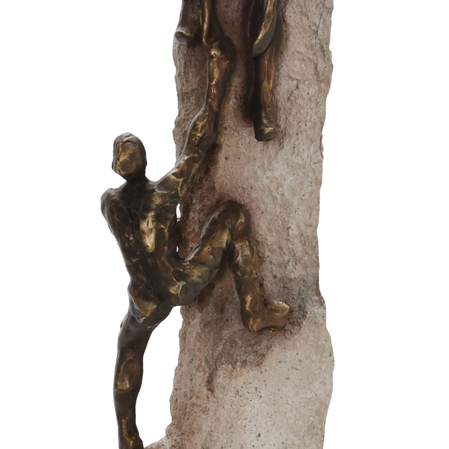23 Inch Polyresin Human Rock Climbing Accent Decor Gray And Bronze