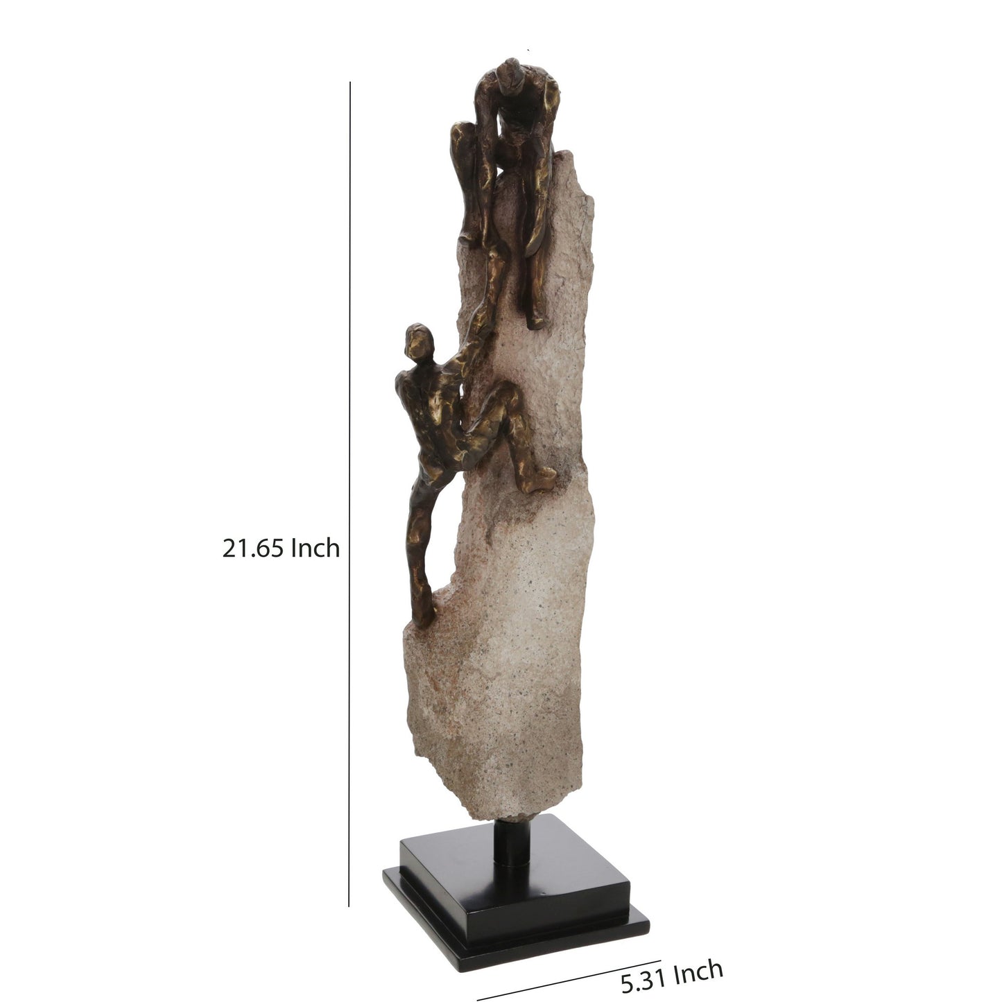 23 Inch Polyresin Human Rock Climbing Accent Decor Gray And Bronze