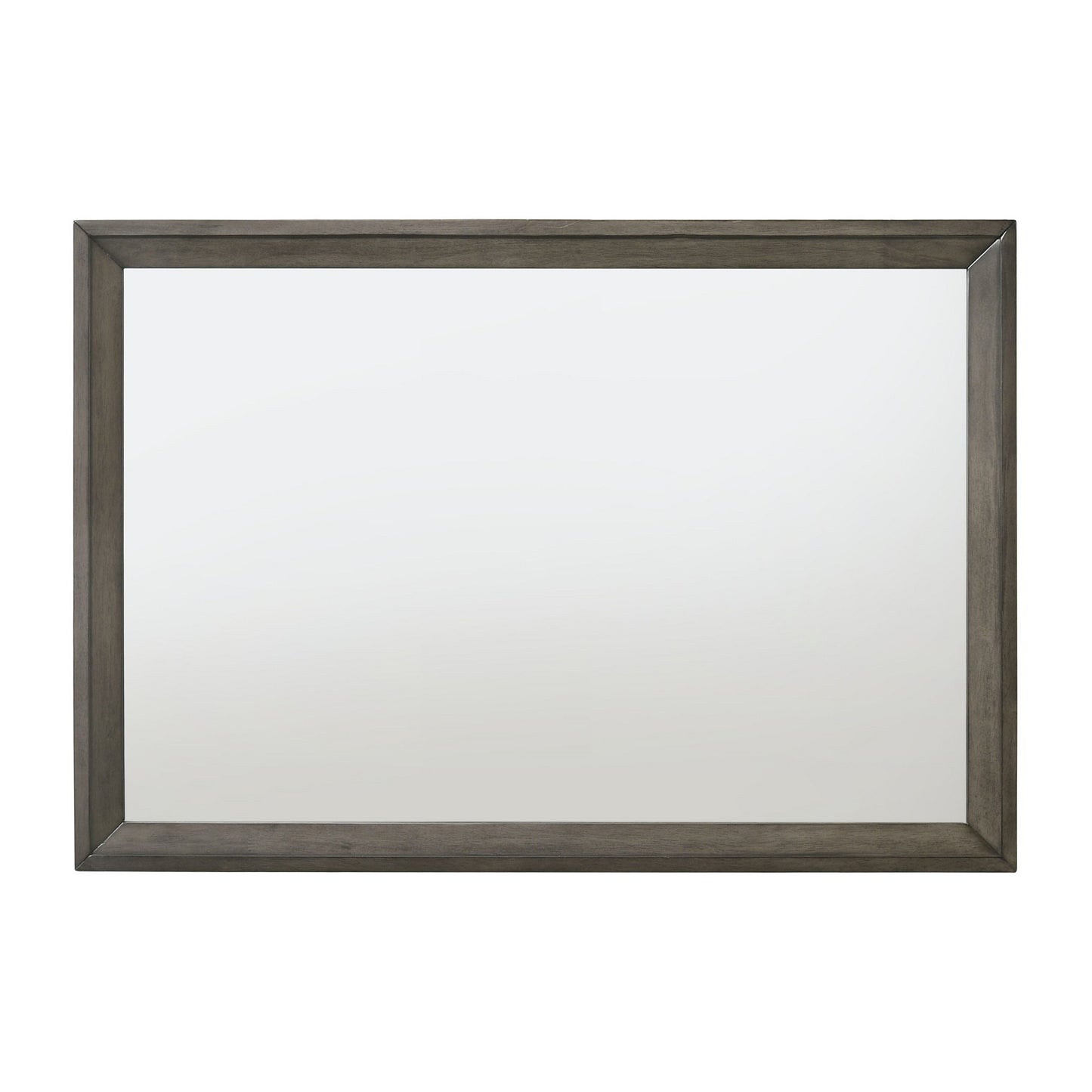 Rectangular Wooden Frame Mirror With Mounting Hardware Gray And Silver