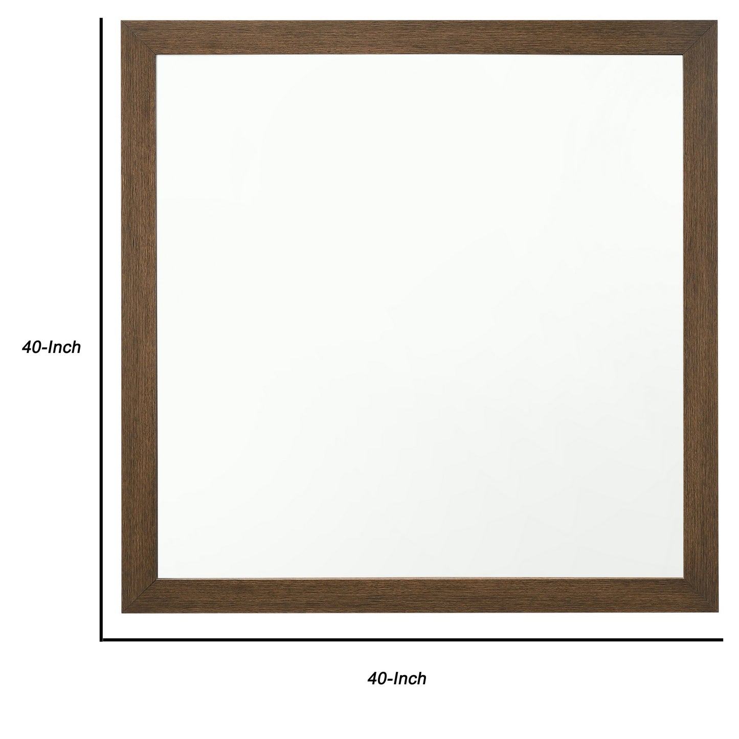 Transitional Style Wooden Frame Mirror With Grain Details Brown