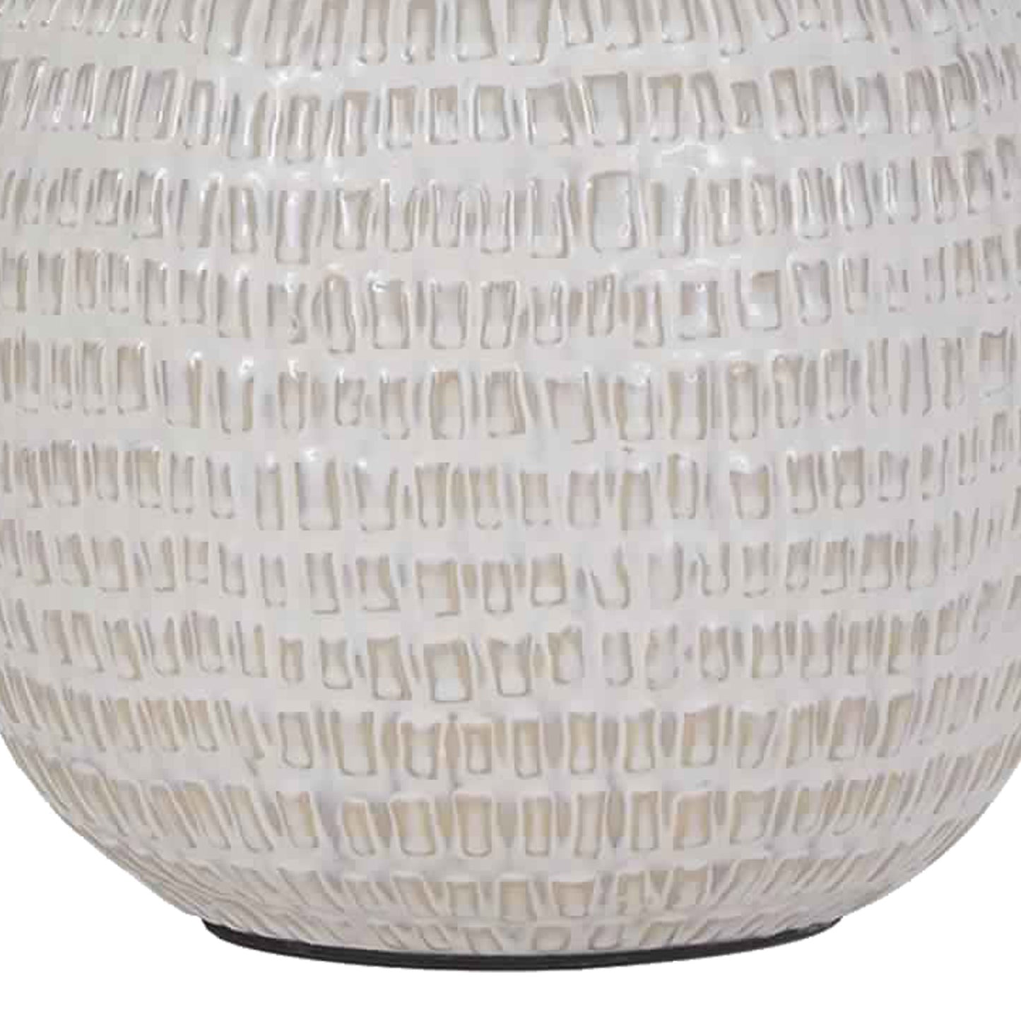 Textured Ceramic Frame Table Lamp with Fabric Shade Beige and White