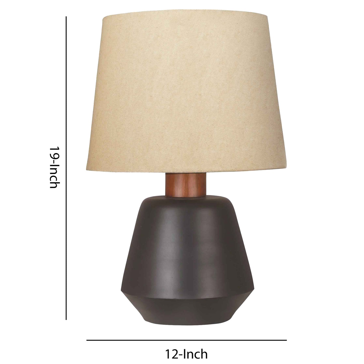 Metal Frame Table Lamp with Fabric Shade Beige and Black