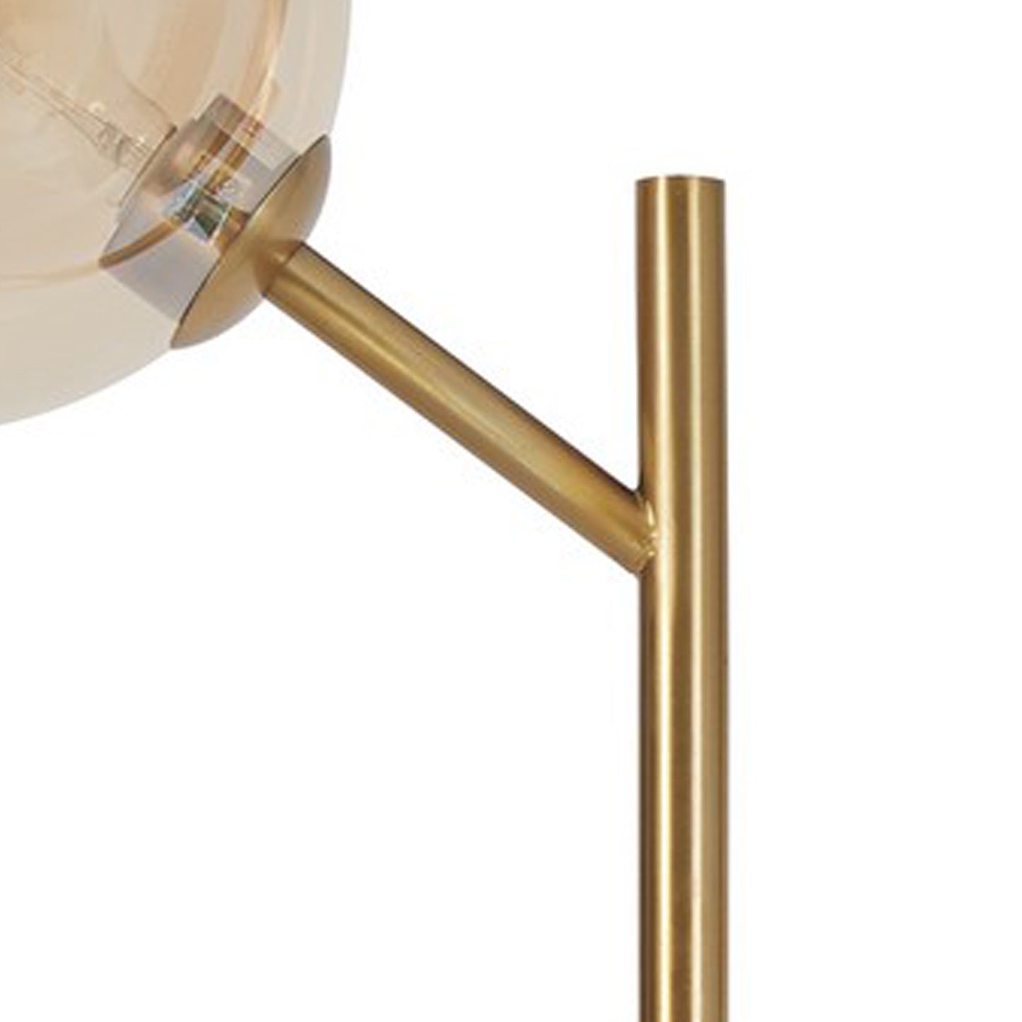 Metal Frame Round Floor Lamp With Glass Shade Gold