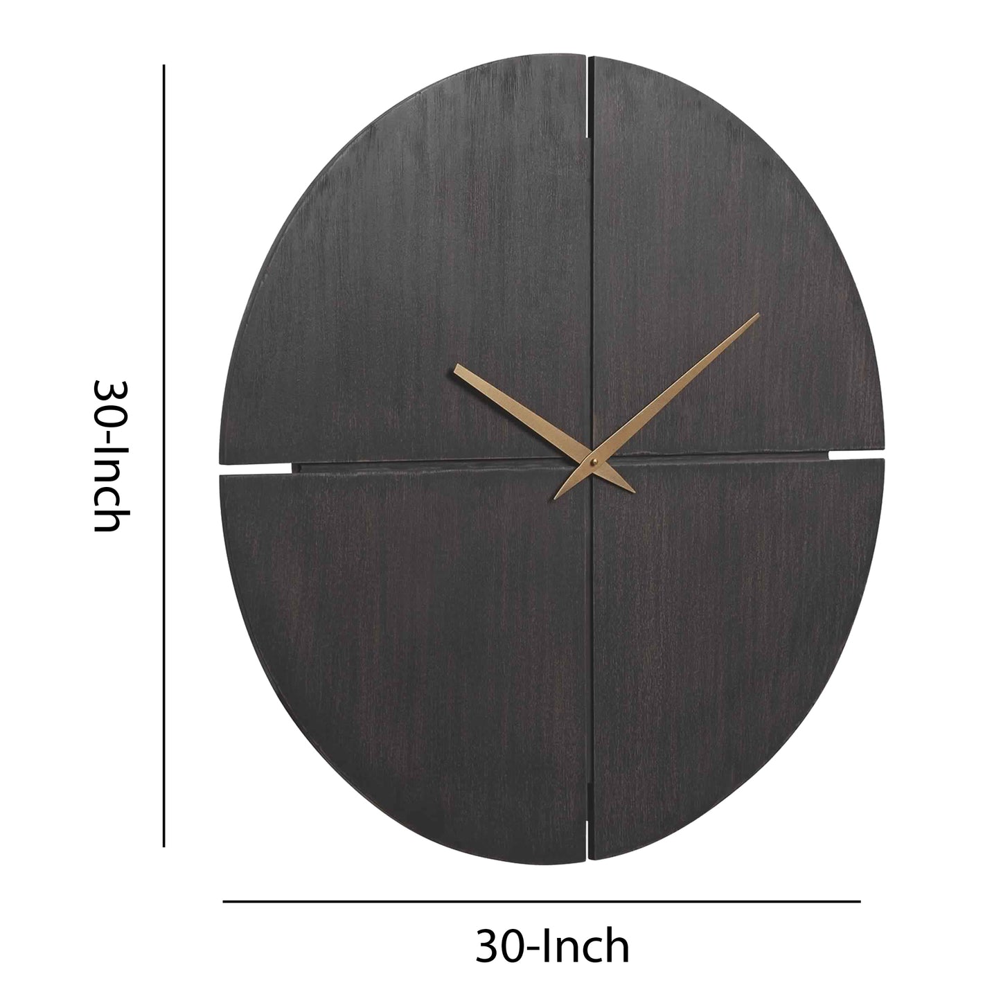 Round Wall Clock With Wooden Backing And Cut Out Design Brown And Gold