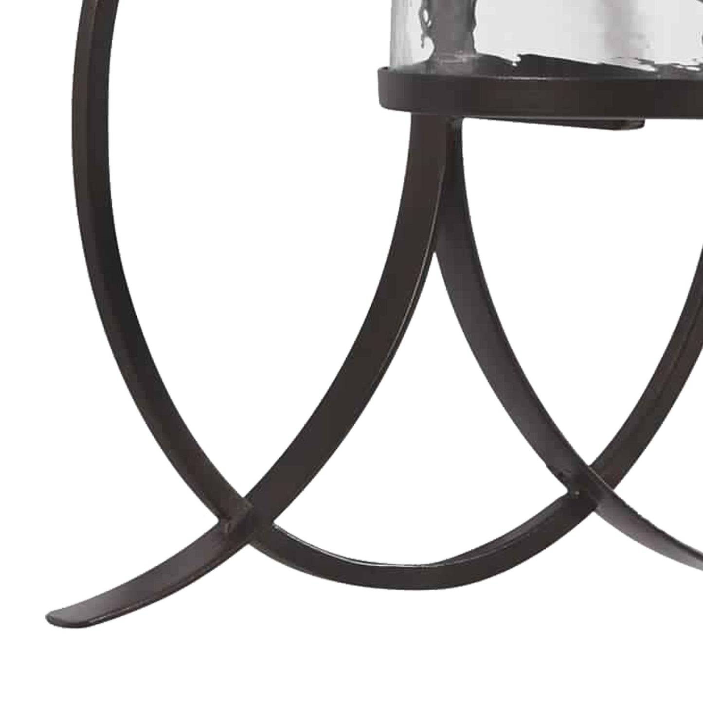 Scroll Design Metal Wall Sconce With Candle Holder Dark Bronze And Clear