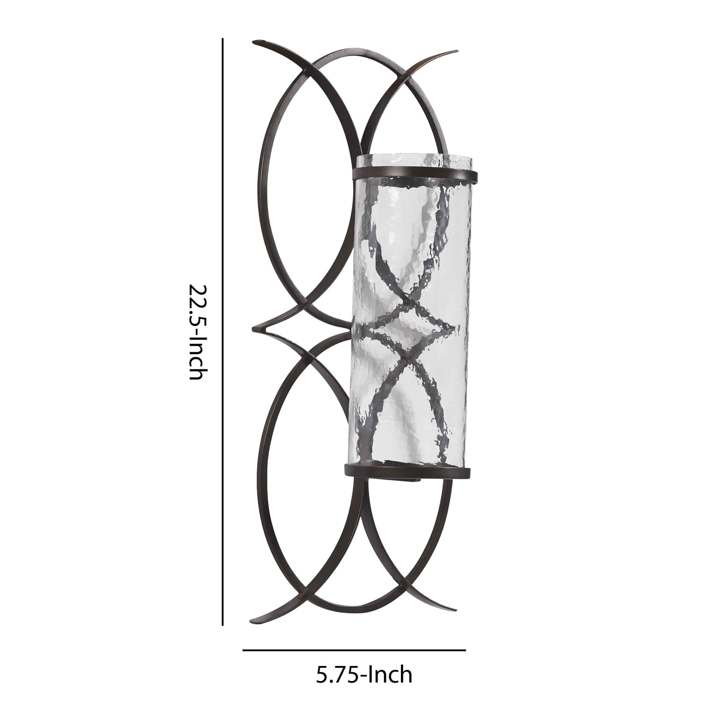 Scroll Design Metal Wall Sconce With Candle Holder Dark Bronze And Clear