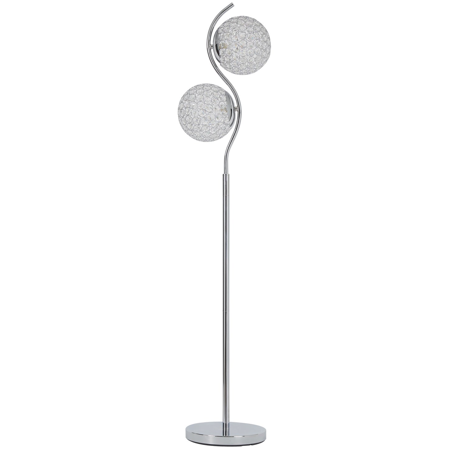 Contemporary Floor Lamp With Metal And Acrylic Ball Shades Silver
