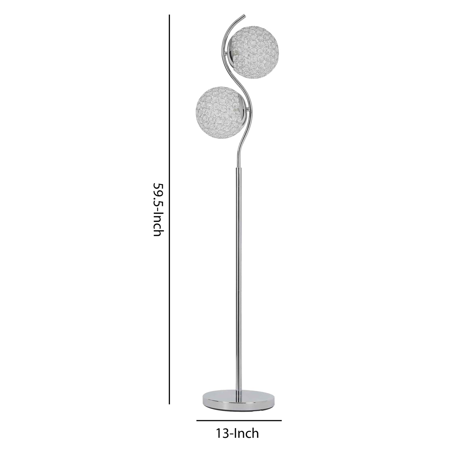 Contemporary Floor Lamp With Metal And Acrylic Ball Shades Silver
