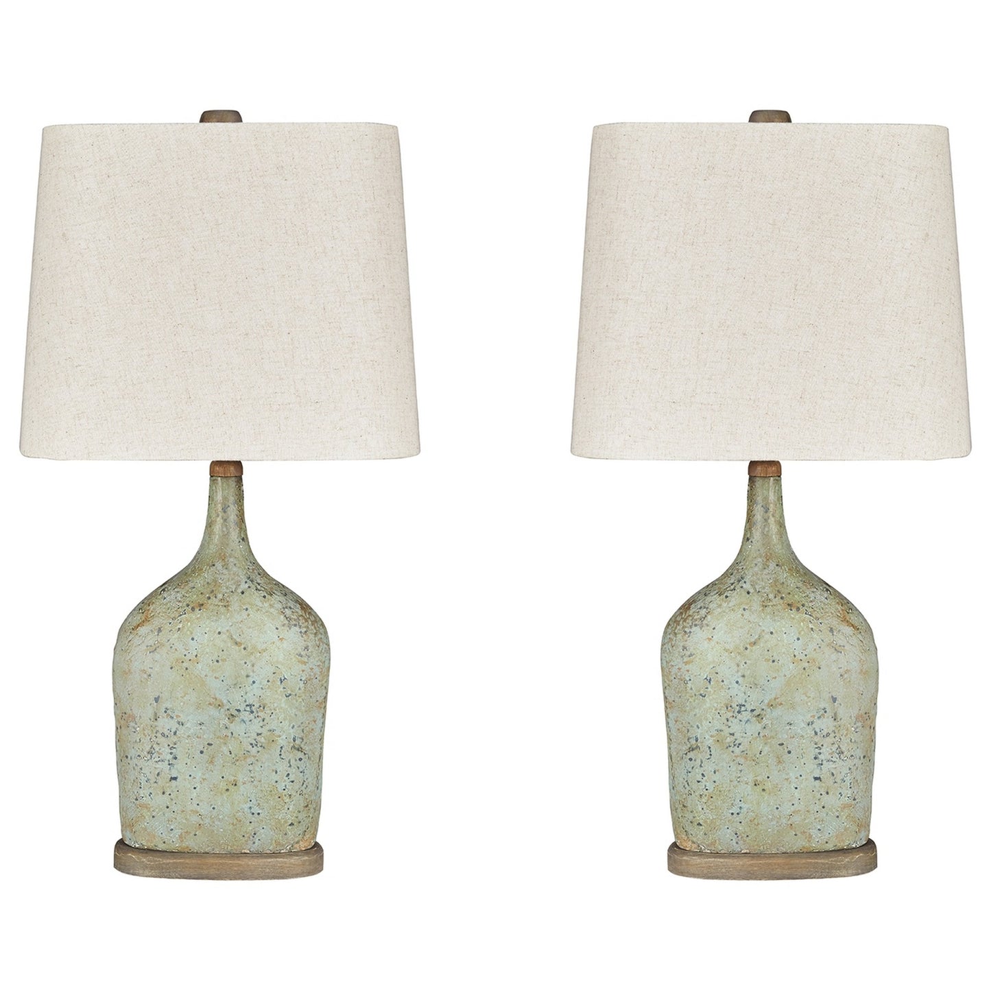 Bottle Shape Paper Composite Table Lamp with Fabric Shade Set of 2 Gray