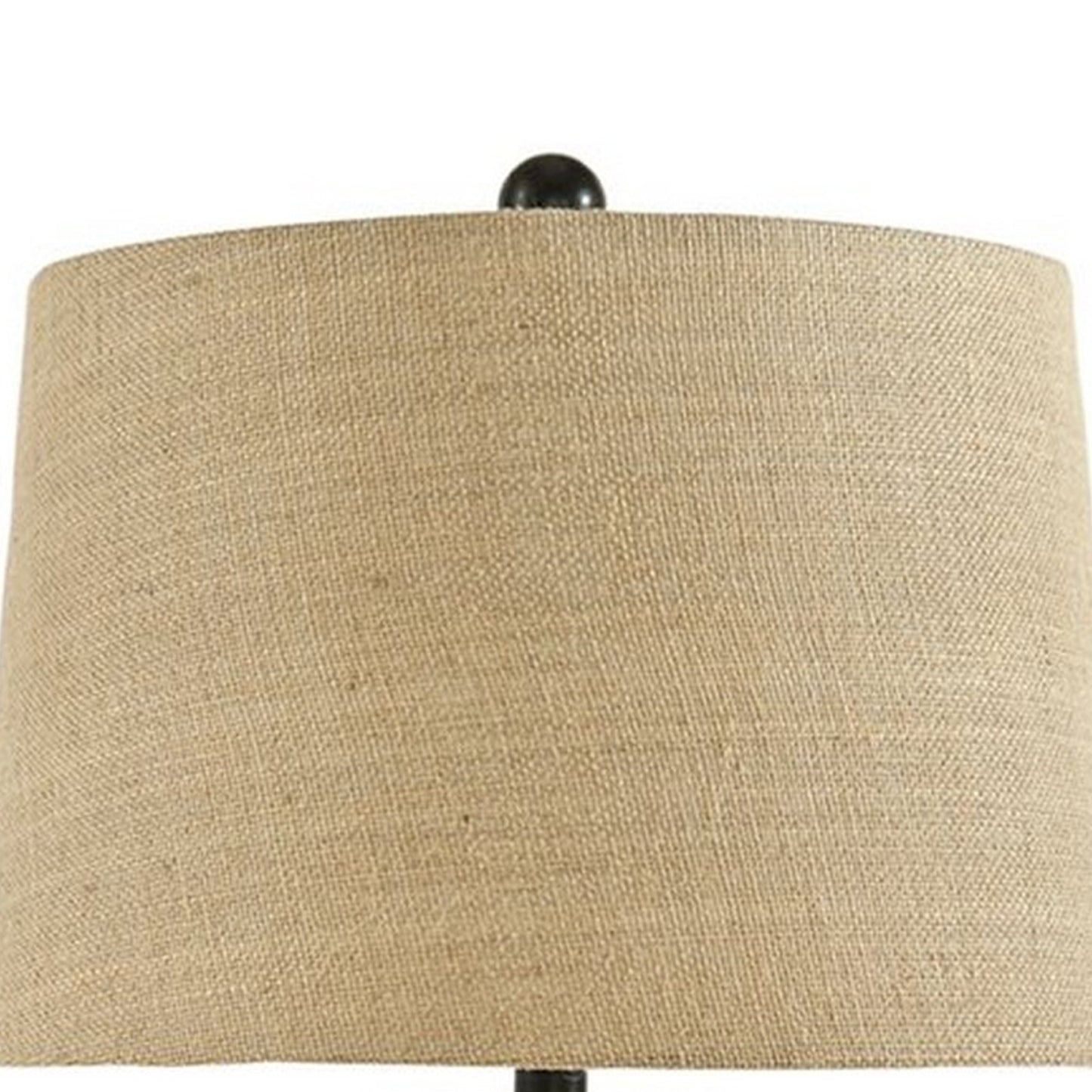Ceramic Table Lamp with Vase Shaped Body and Fabric Shade White and Beige