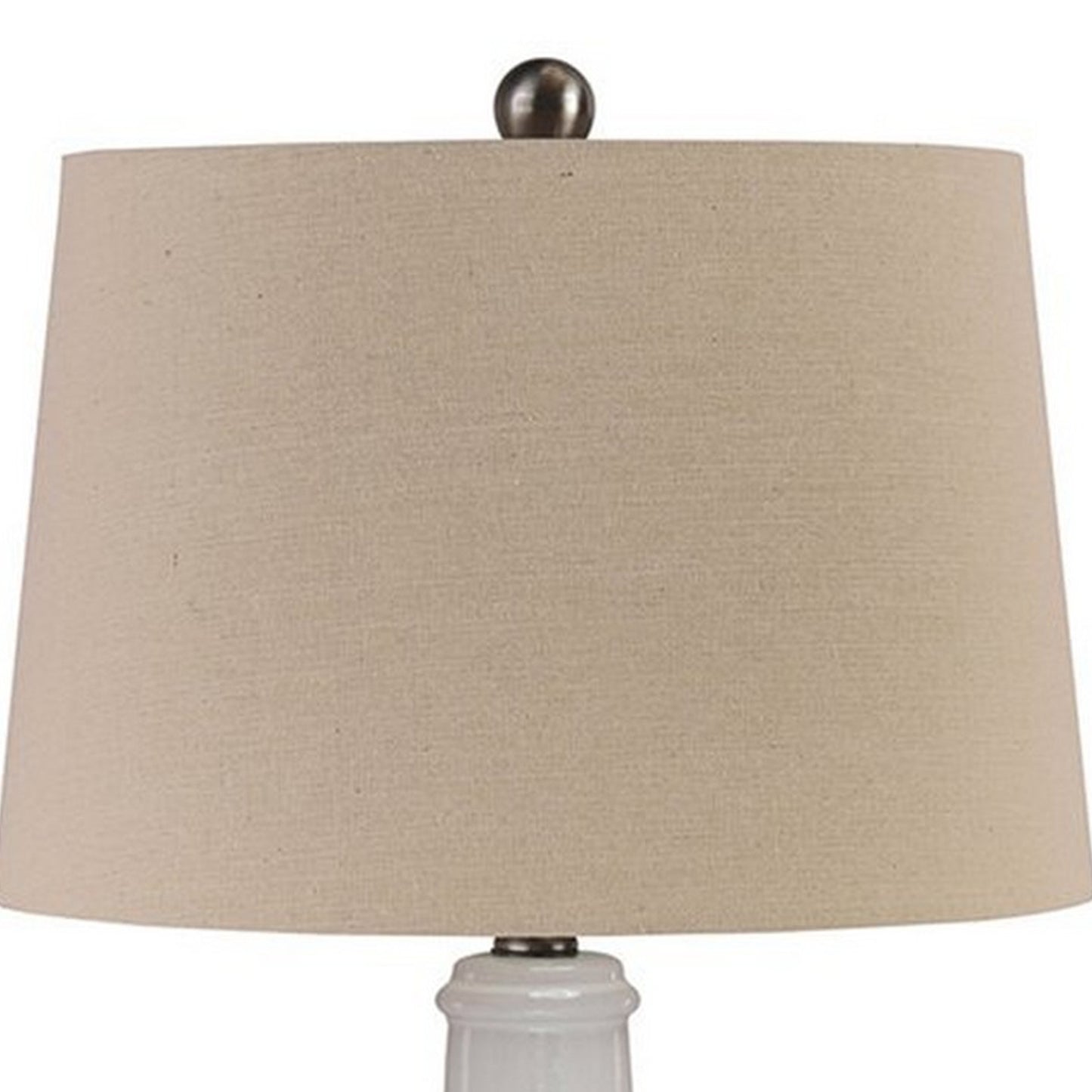 Ceramic Body Table Lamp with Brushed Details Set of 2 Beige and White