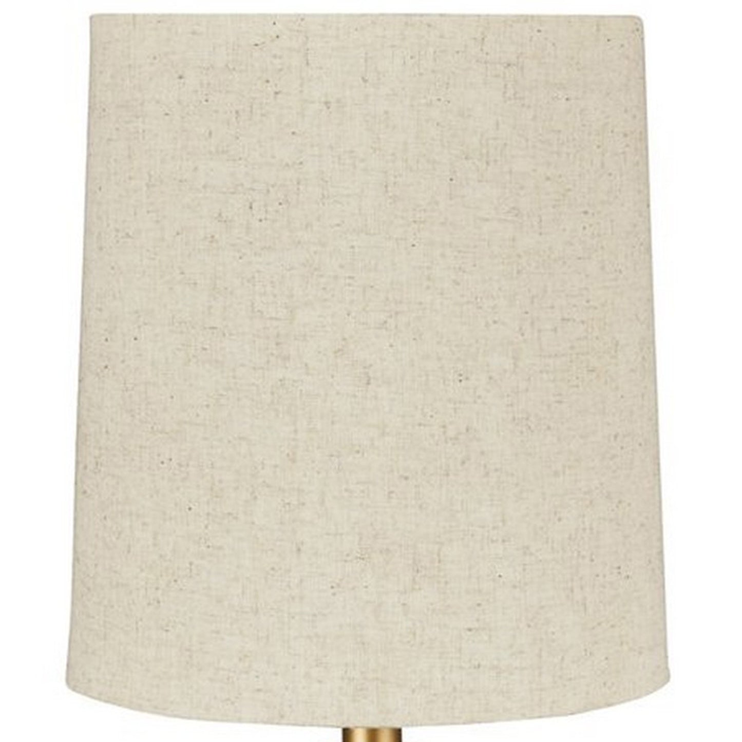 Pot Bellied Metal Table Lamp with Textured Golden Embellishment White