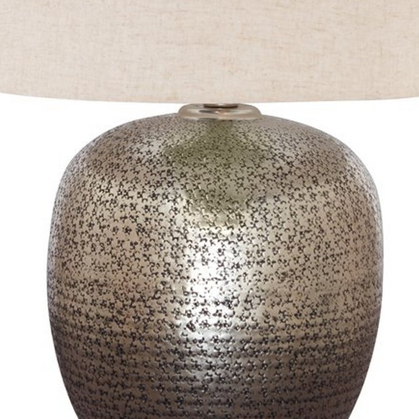 Bellied metal Body Table Lamp with Splotched Details Brass and Cream
