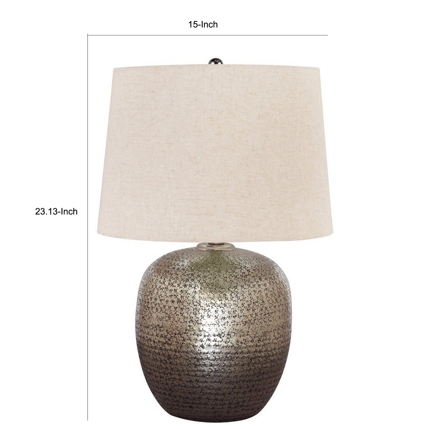 Bellied metal Body Table Lamp with Splotched Details Brass and Cream