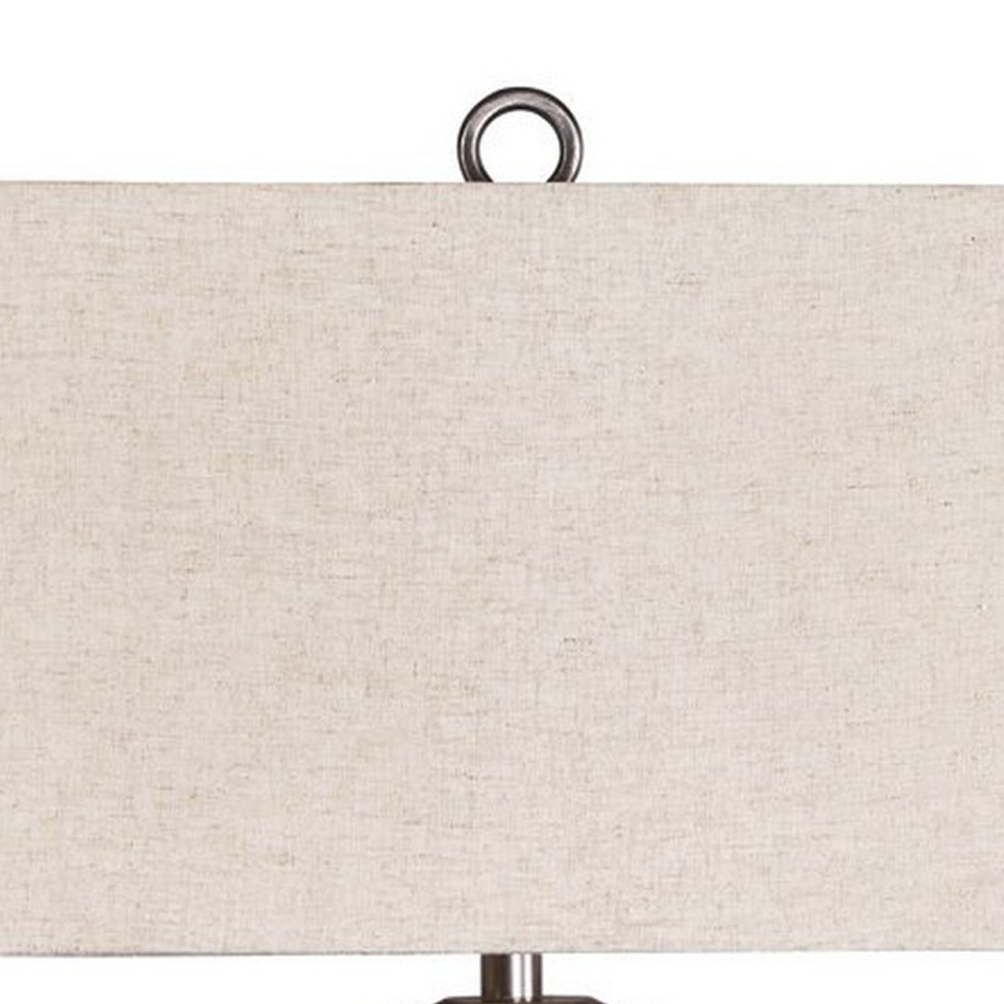 Metal Table Lamp with Center Cutout and Fabric Shade Off White and Black