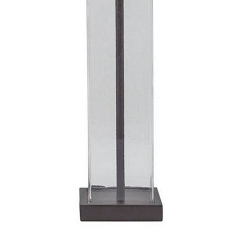Glass and Metal Base Table Lamp with Square Shade Set of 2 Clear and Gray