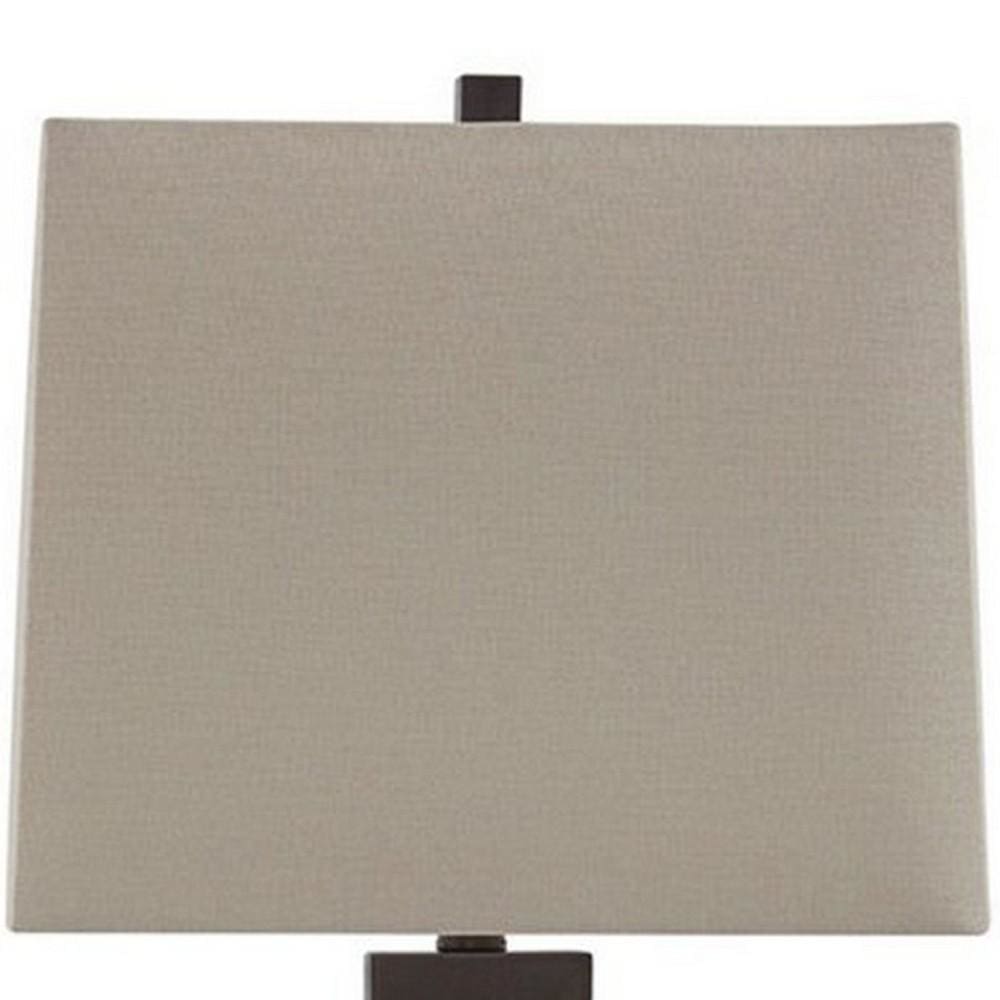 Glass and Metal Base Table Lamp with Square Shade Set of 2 Clear and Gray