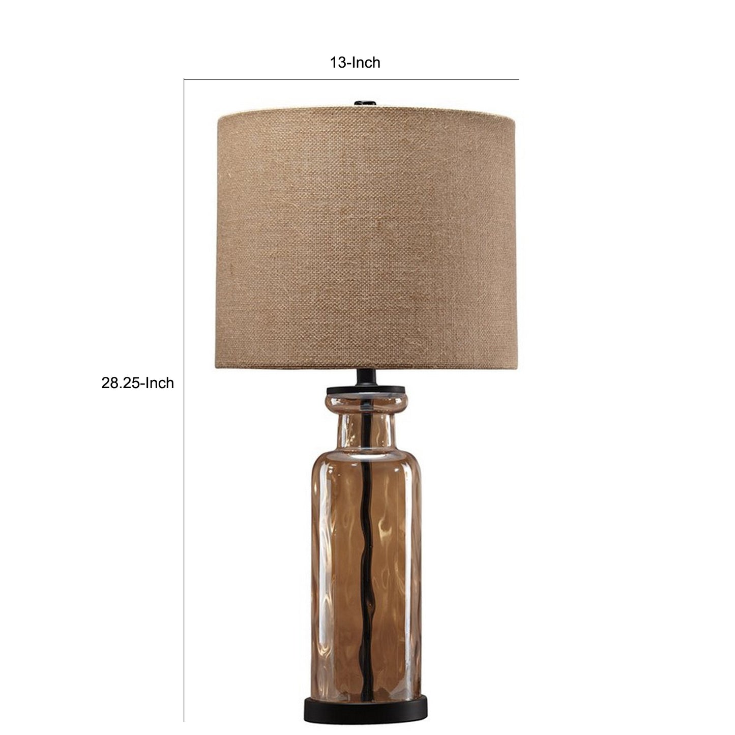 Glass Table Lamp with Fabric Drum Shade Gold and Beige