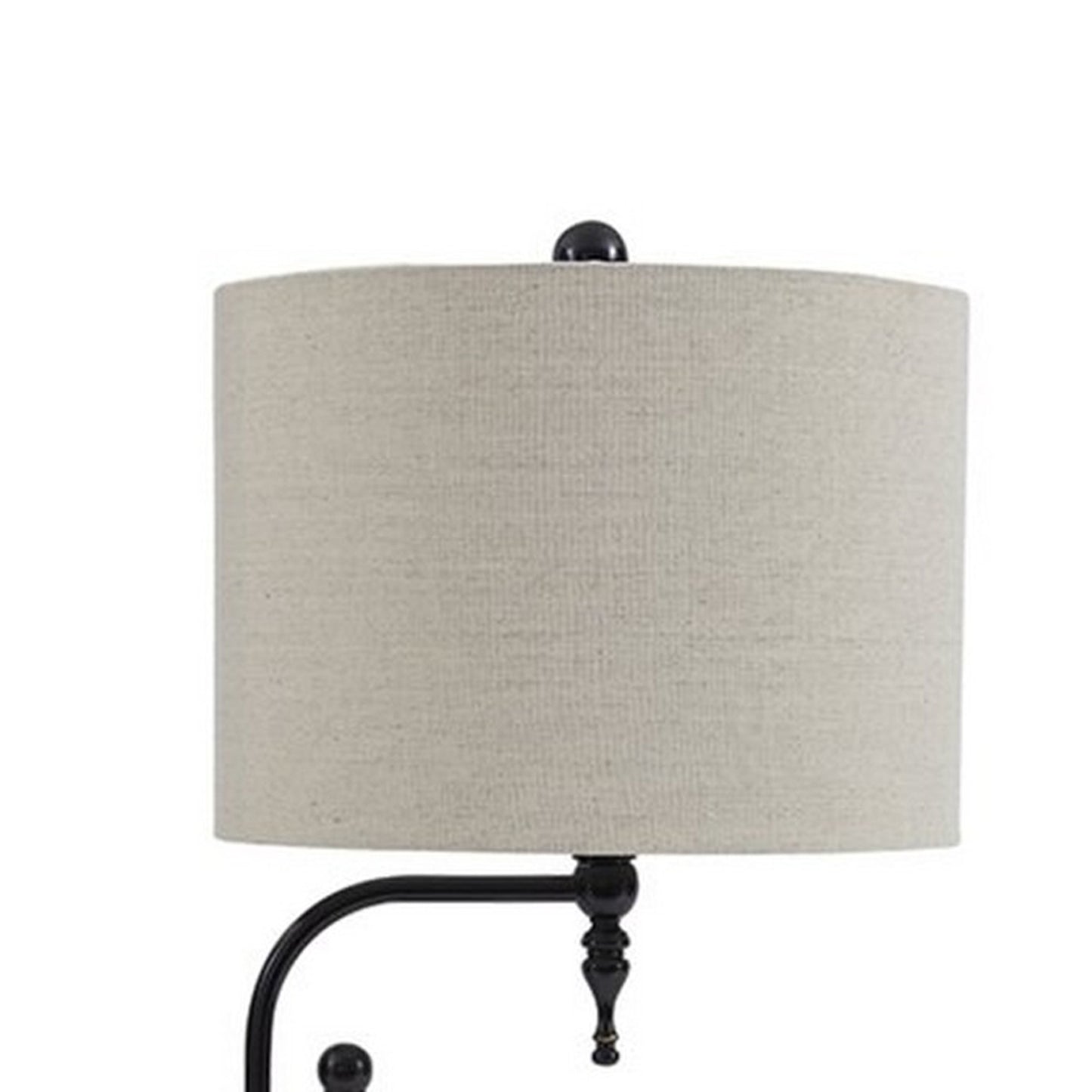 Metal Table Lamp with Drum shade and Adjustable Arm Gray and Black