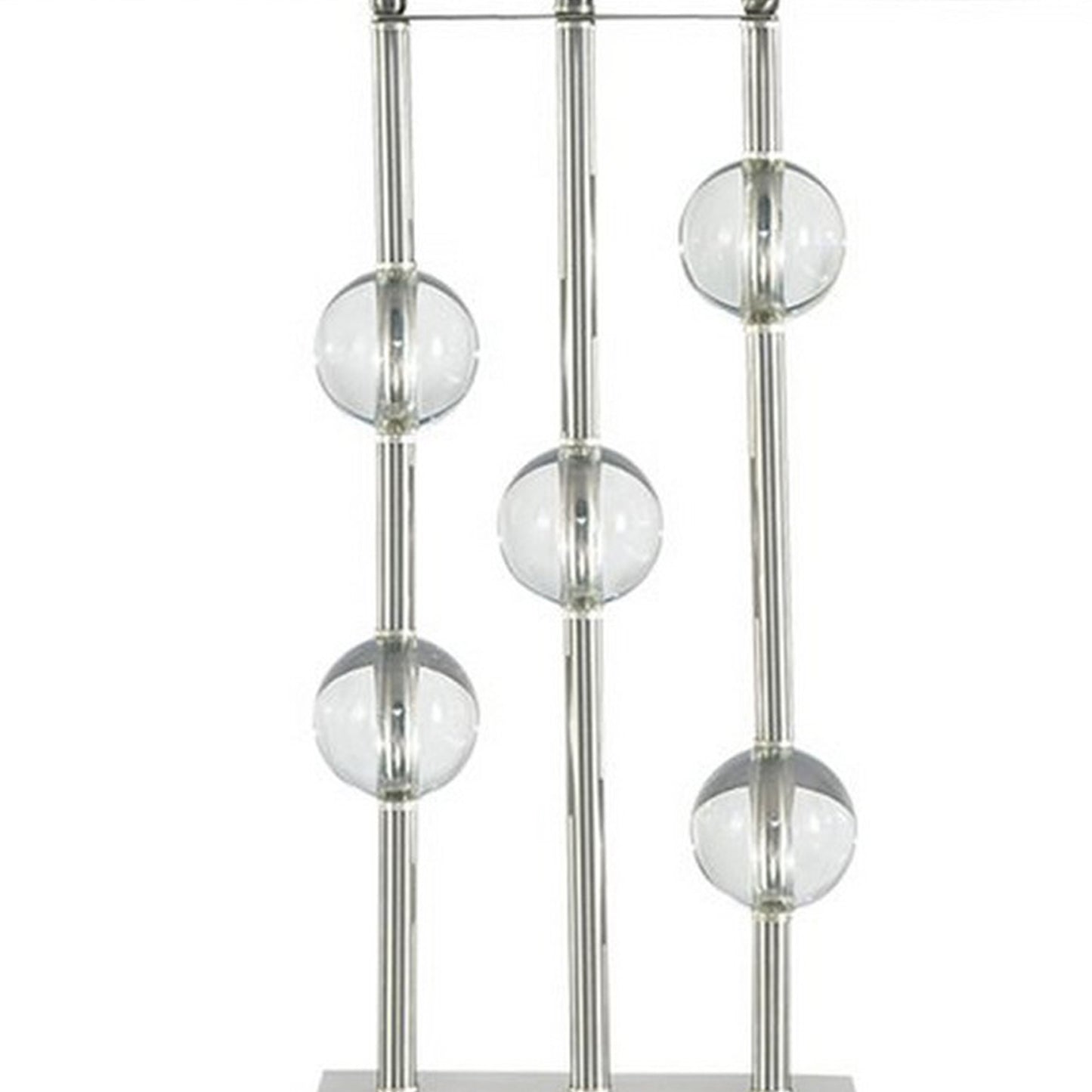 Crystal Accented Metal Table Lamp with Hardback Shade White and Silver