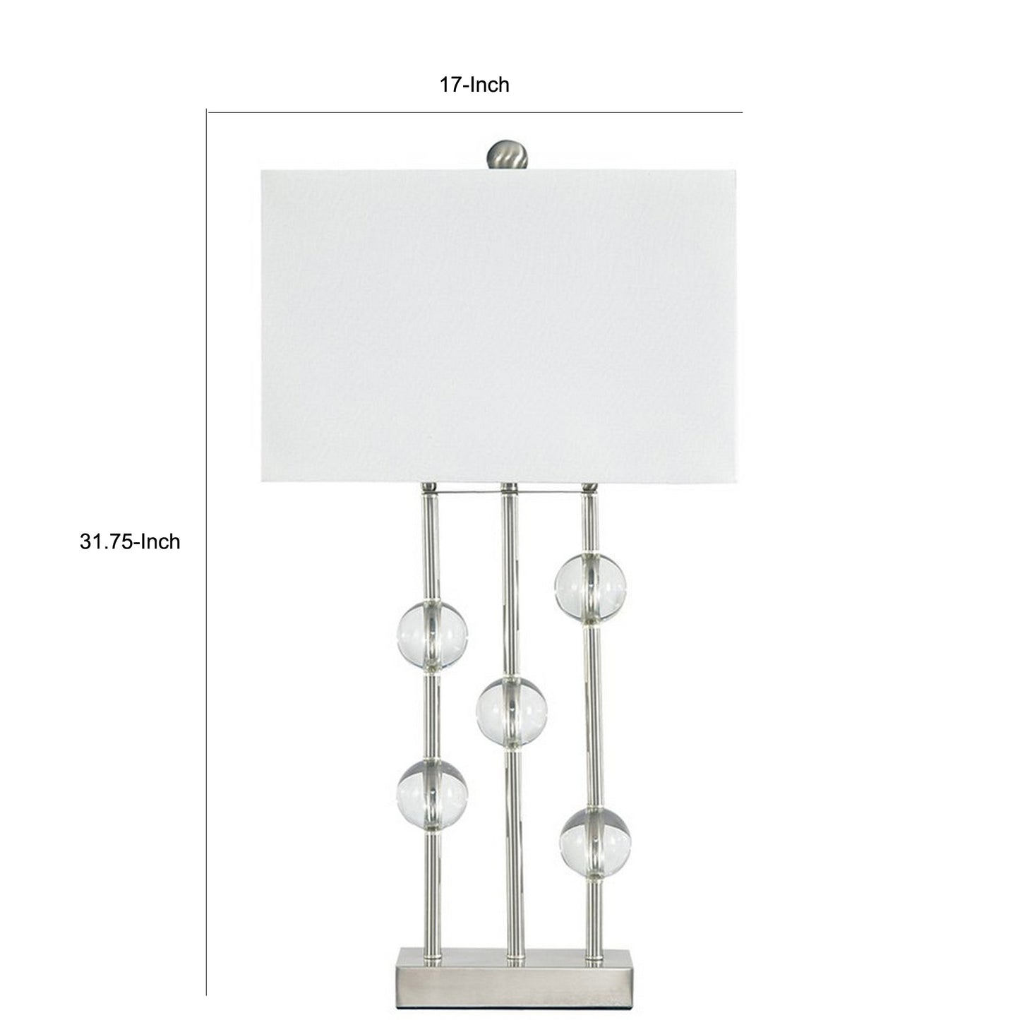 Crystal Accented Metal Table Lamp with Hardback Shade White and Silver