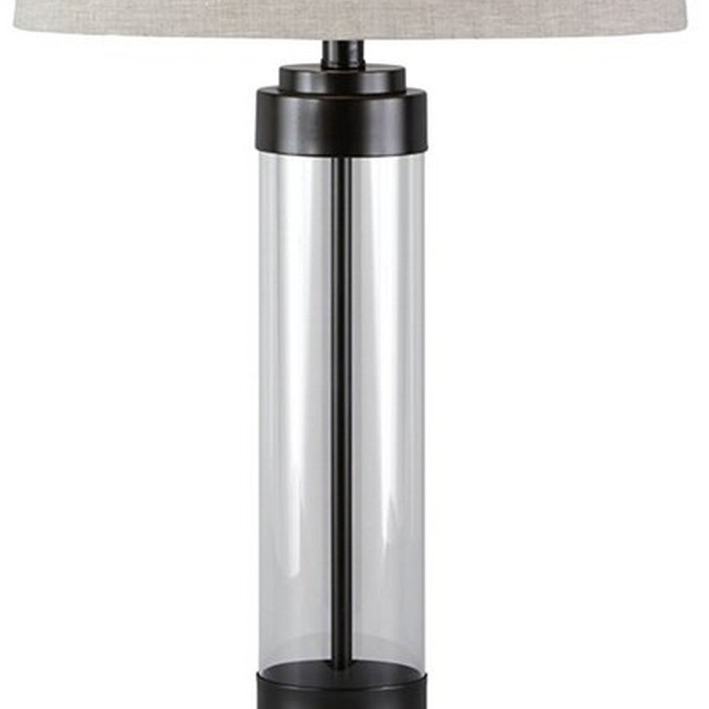 Glass and Metal Frame Table Lamp with Fabric Shade Gray and Black