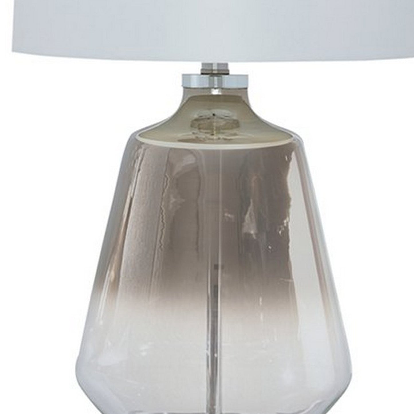 Sculptured Glass Frame Table Lamp with Fabric Shade Gray and White