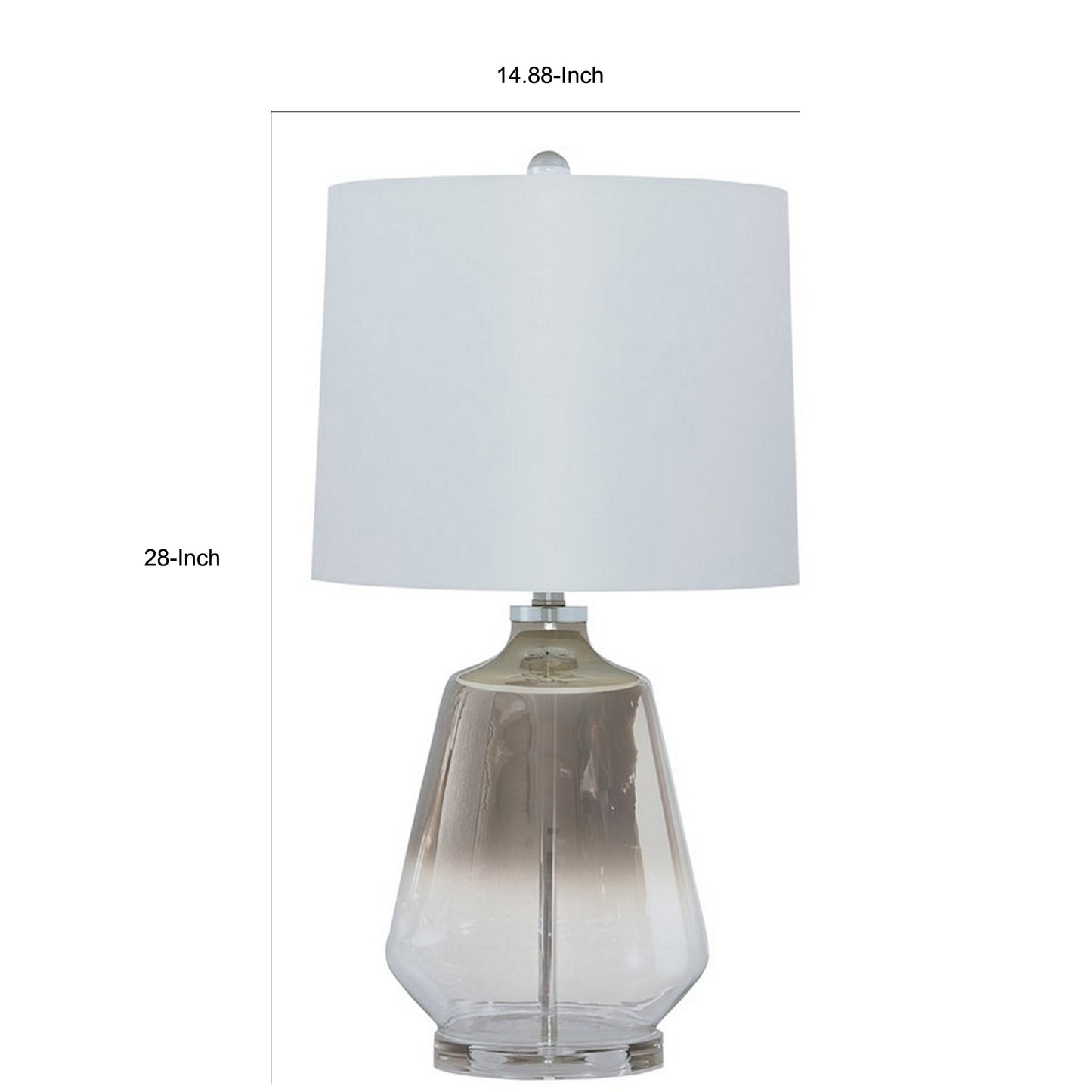 Sculptured Glass Frame Table Lamp with Fabric Shade Gray and White
