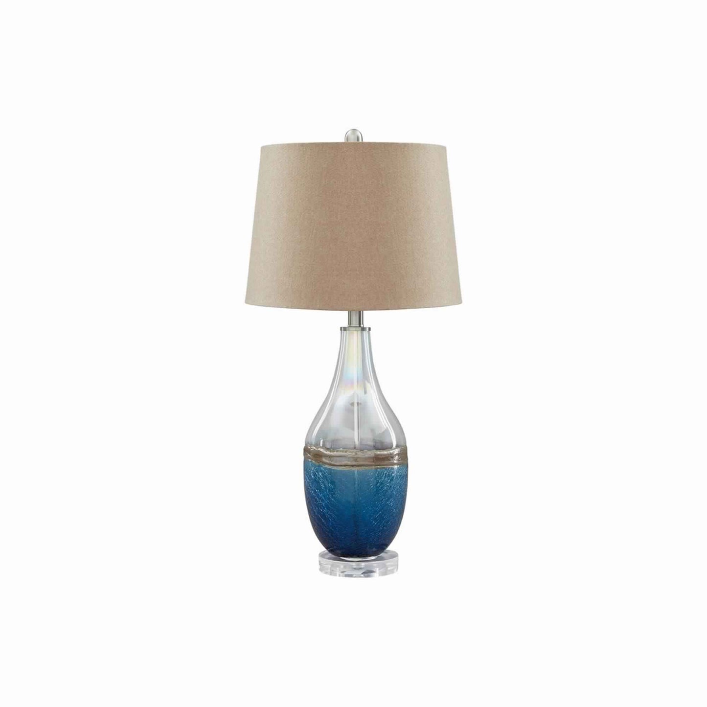 Vase Shape Frame Table Lamp with Fabric Shade Set of 2 Beige and Blue