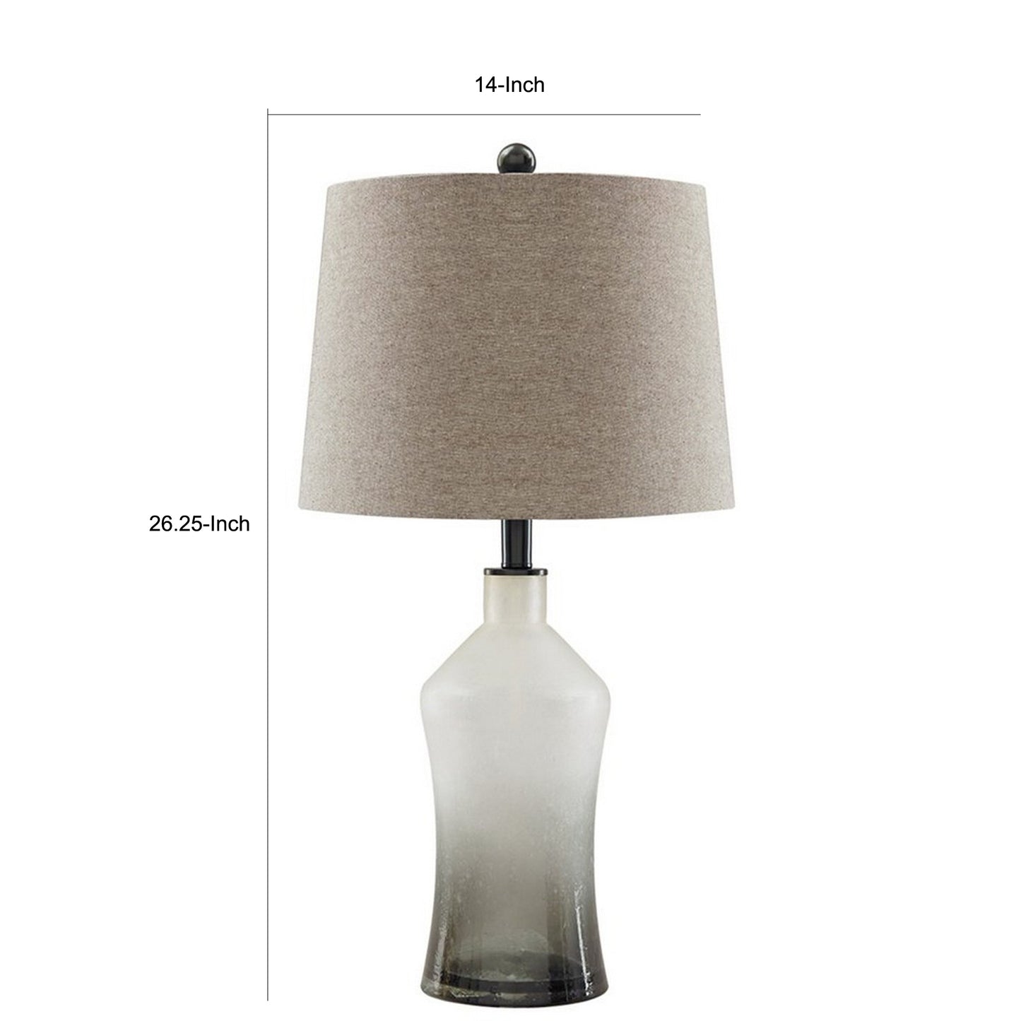Vase Shape Frame Table Lamp with Fabric Shade Set of 2 Gray and Clear