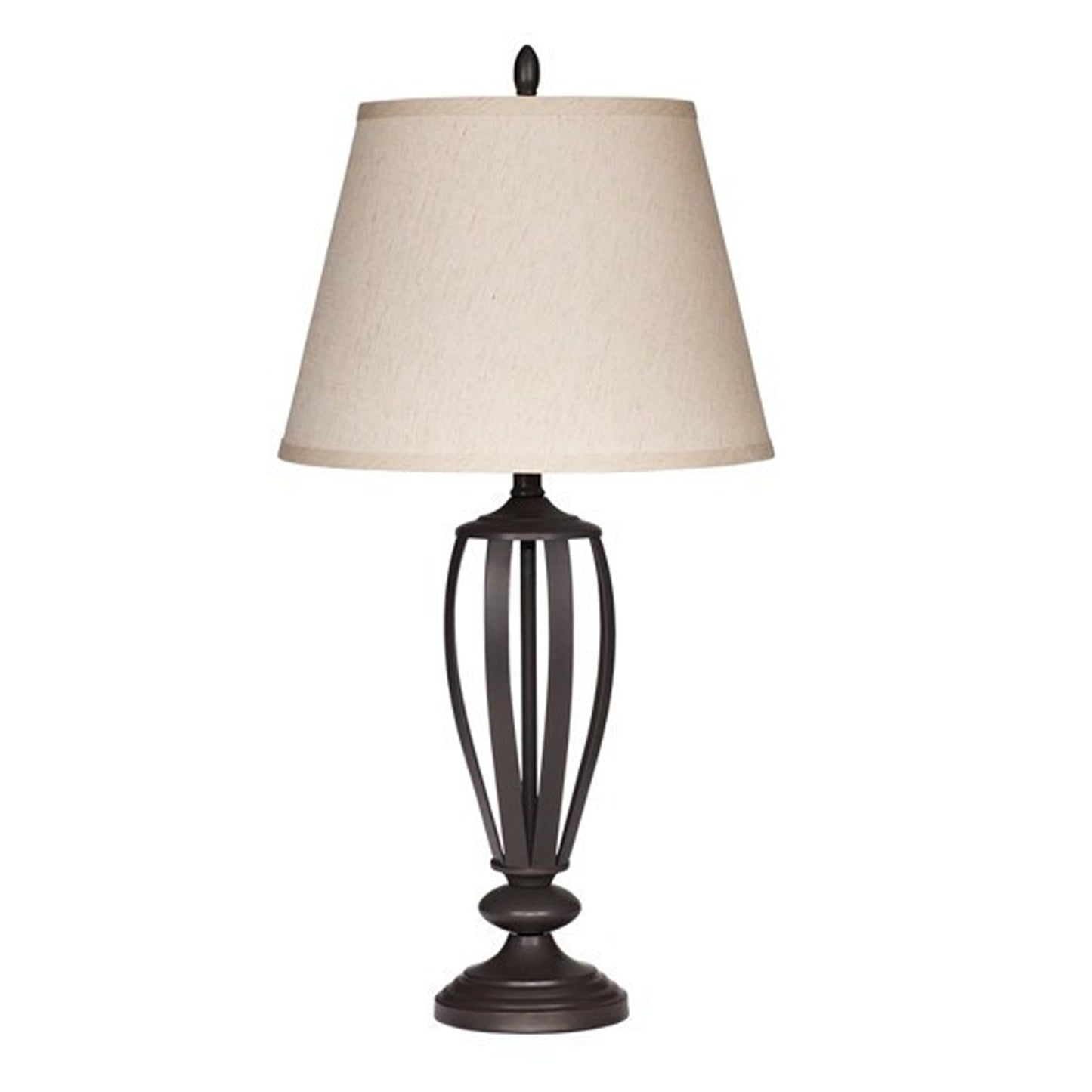 Metal Frame Table Lamp with Fabric Shade Set of 2 Cream and Bronze