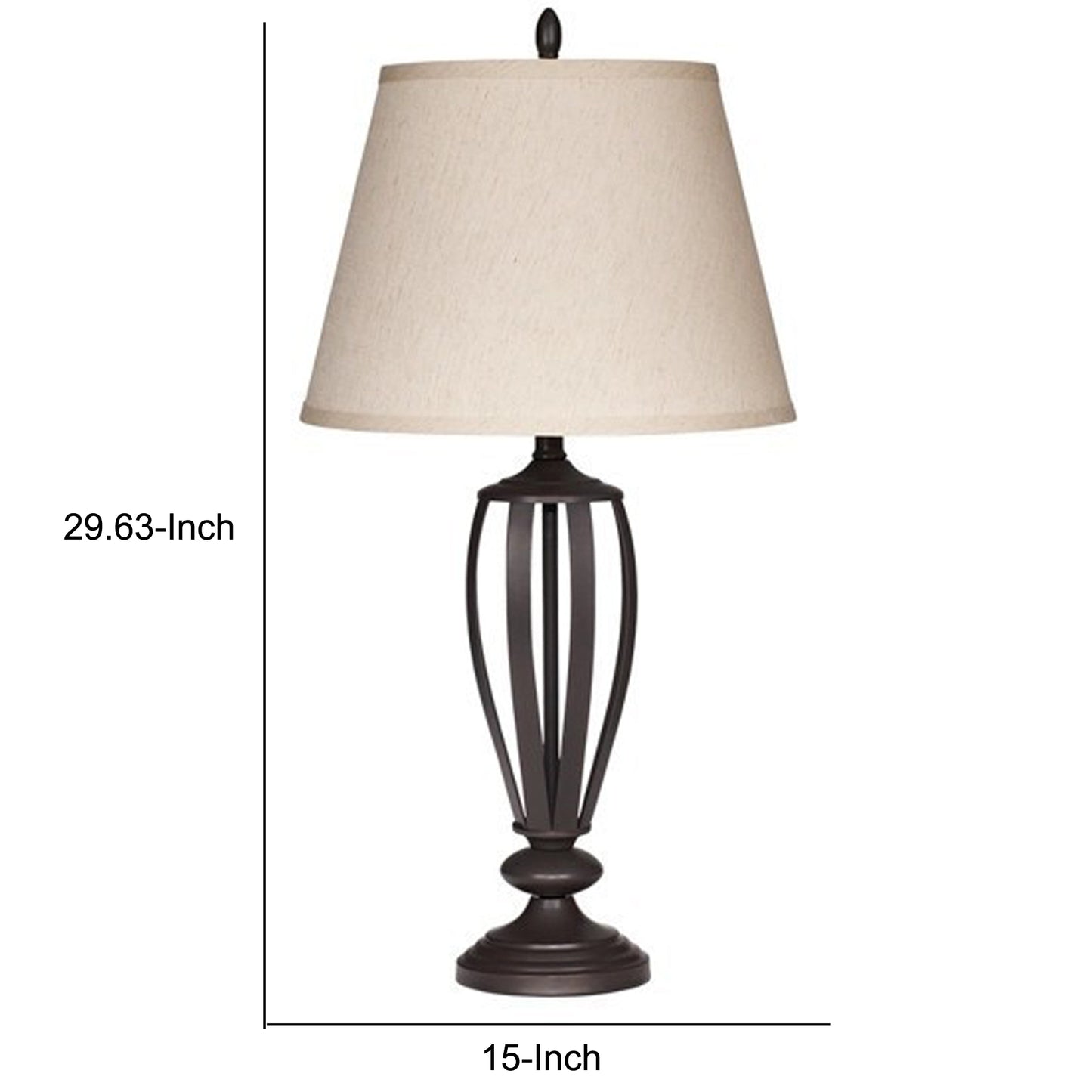 Metal Frame Table Lamp with Fabric Shade Set of 2 Cream and Bronze