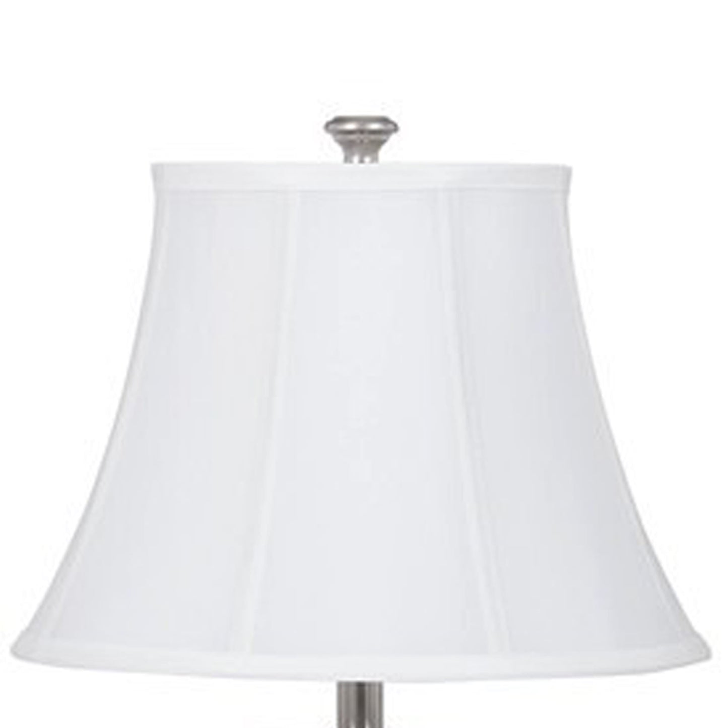Metal Frame Table Lamp with Fabric Shade Set of 2 White and Silver