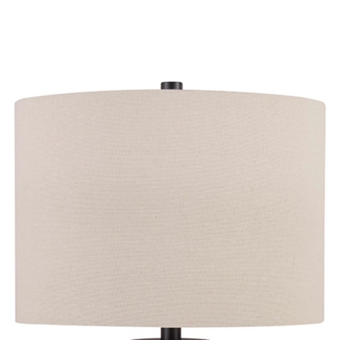 Textured Polyresin Frame Table Lamp with Drum Shade Off White and Bronze