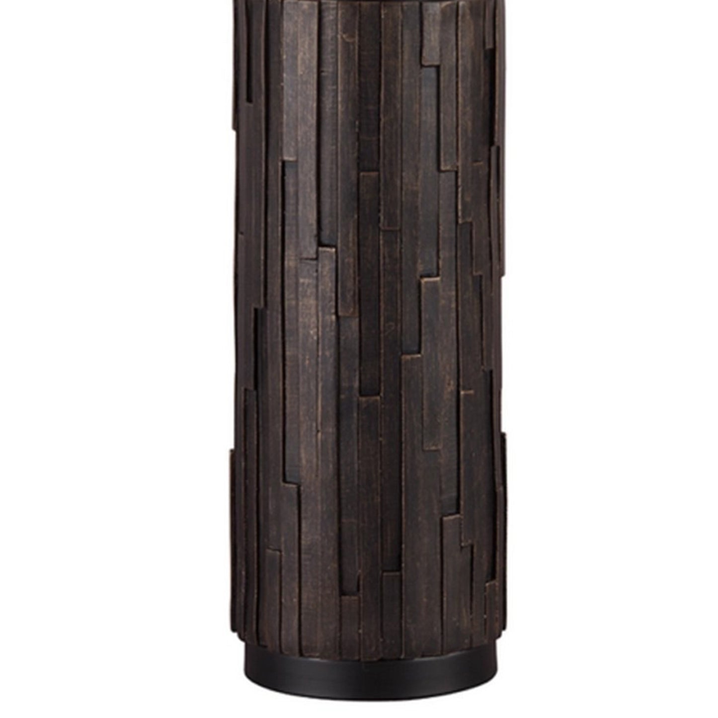 Textured Polyresin Frame Table Lamp with Drum Shade Off White and Bronze