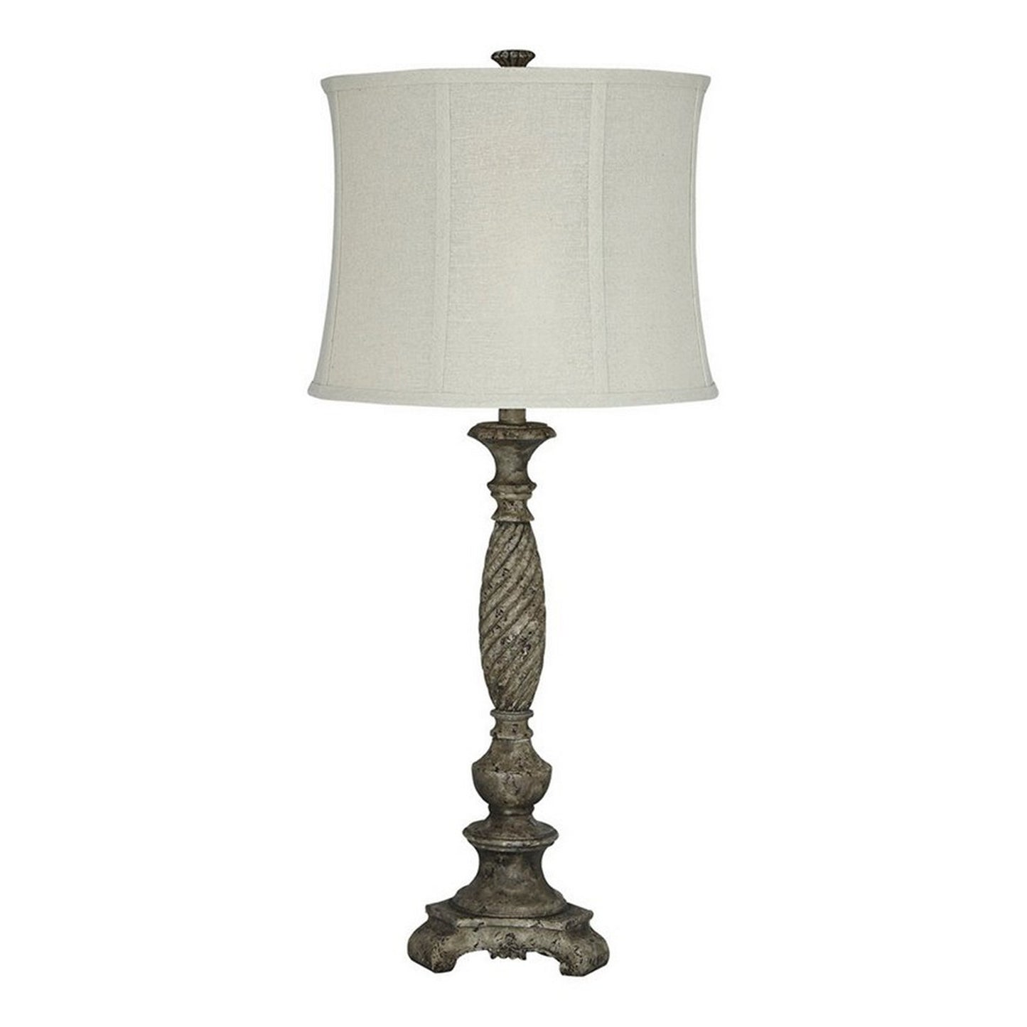 Pedestal Body Resin Table Lamp with Fabric Shade Taupe Gray and White