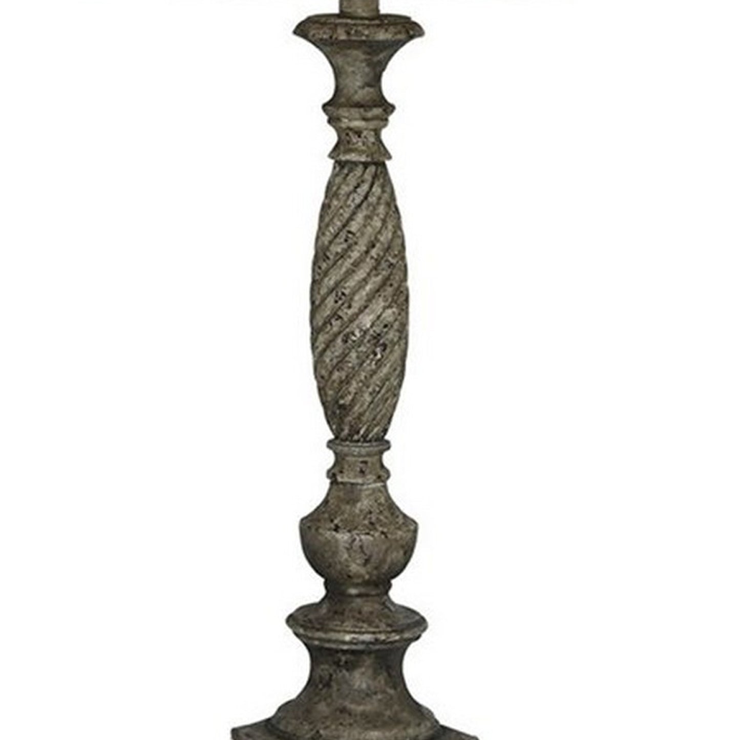 Pedestal Body Resin Table Lamp with Fabric Shade Taupe Gray and White