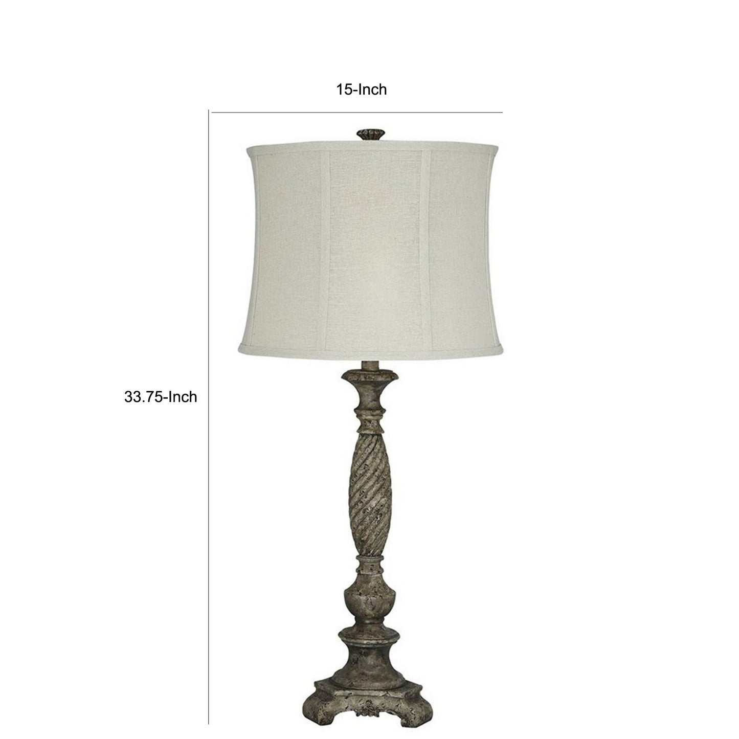 Pedestal Body Resin Table Lamp with Fabric Shade Taupe Gray and White