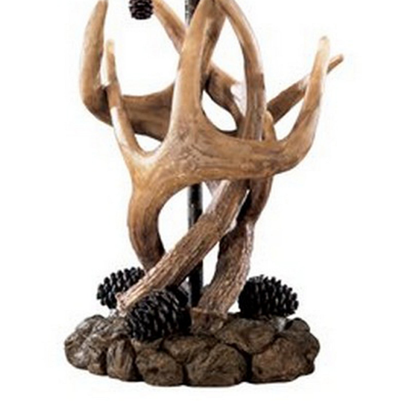 Resin Body Table Lamp with Antler and Pinecone Design Set of 2 Brown
