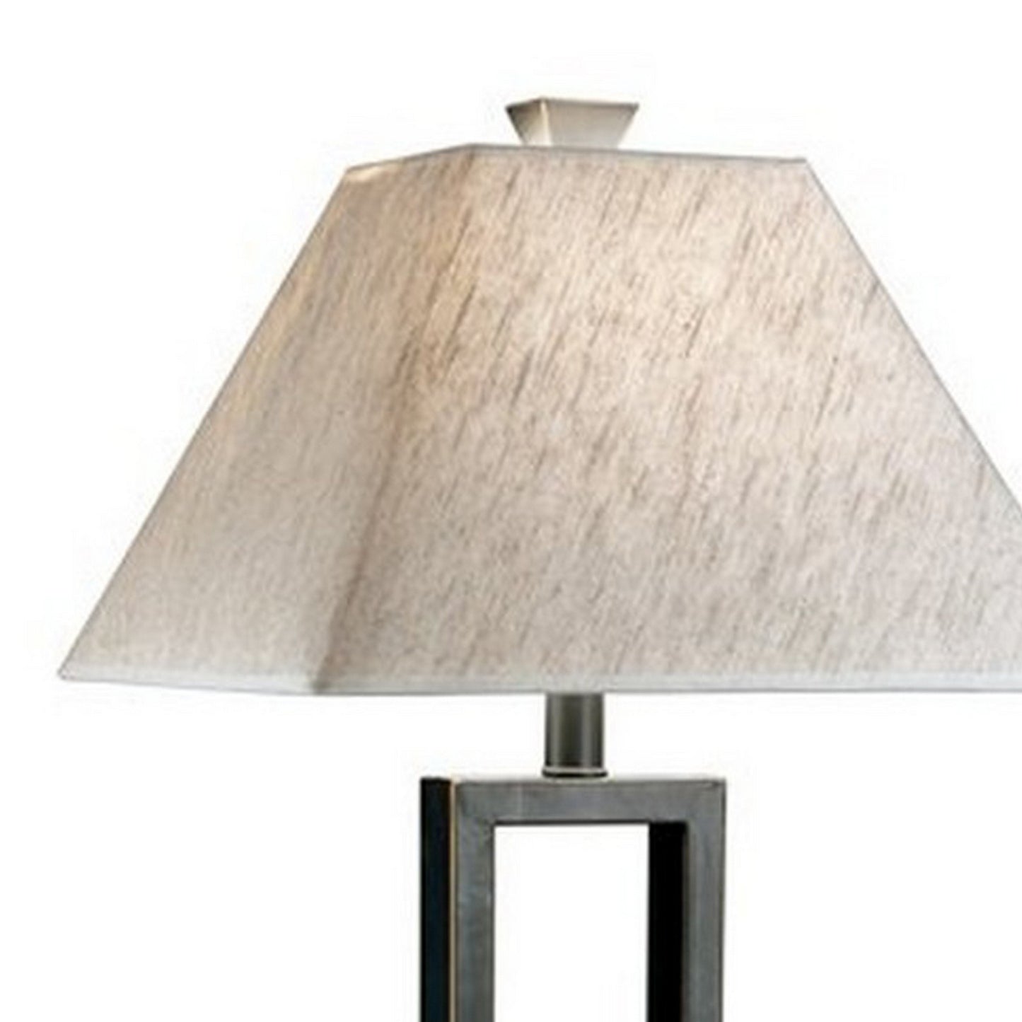 Geometric Metal Body Table Lamp with Fabric Shade Set of 2 Black and White